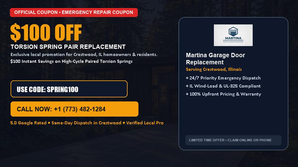 Martina Garage Door Replacement $100 OFF Dual Torsion Spring Replacement in Crestwood, IL